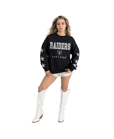 Gameday Couture Women's Black Las Vegas Raiders Velocity Relaxed Rhinestone Pullover Sweatshirt