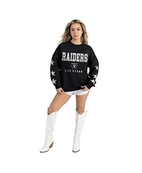 Gameday Couture Women's Black Las Vegas Raiders Velocity Relaxed Rhinestone Pullover Sweatshirt