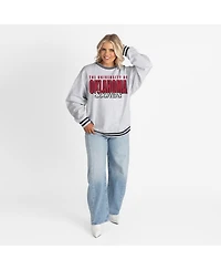 Gameday Couture Women's Gray Oklahoma Sooners Oversized Showdown Ringer Stripe Sweatshirt