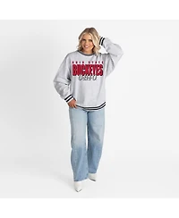 Gameday Couture Women's Gray Ohio State Buckeyes Oversized Showdown Ringer Stripe Sweatshirt