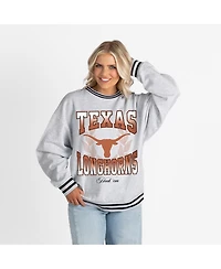 Gameday Couture Women's Ash Texas Longhorns Oversized Fade Route Ringer Stripe Sweatshirt
