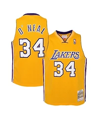 Mitchell & Ness Big Boys and Girls Shaquille O'Neal Gold Los Angeles Lakers 1999/00 Hardwood Classics Swingman Jersey