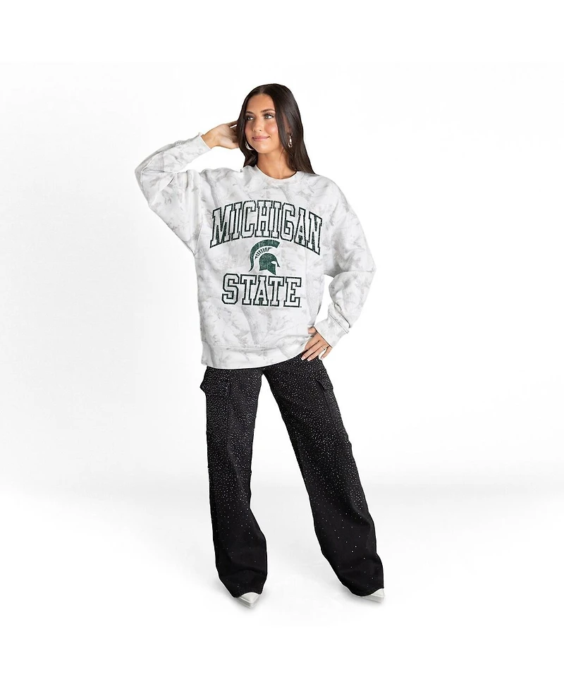 Gameday Couture Women's Ash Michigan State Spartans Whiteout Premium Fleece Camo Sweatshirt