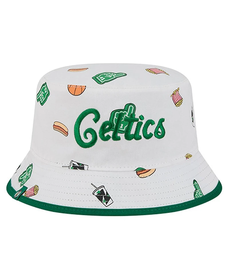 New Era Men's White Boston Celtics Team Cheer Reversible Bucket Hat