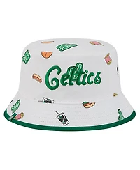 New Era Men's White Boston Celtics Team Cheer Reversible Bucket Hat