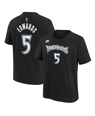 Nike Big Boys and Girls Anthony Edwards Black Minnesota Timberwolves Name & Number T-Shirt - Classic Edition