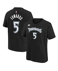 Nike Big Boys and Girls Anthony Edwards Black Minnesota Timberwolves Name & Number T-Shirt - Classic Edition