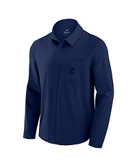 Fanatics Men's Navy Cleveland Guardians Front Office Long Sleeve Button-Up Shirt