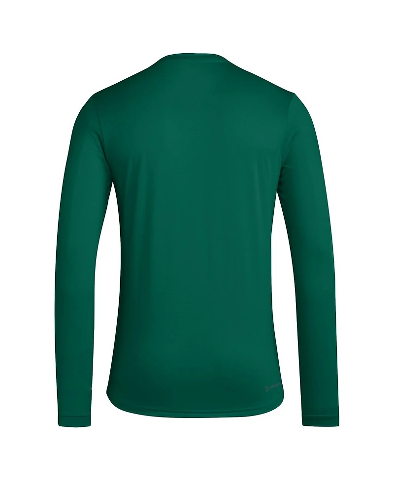 Adidas Men's Green Miami Hurricanes Wordmark Pregame Aeroready Long Sleeve T-Shirt