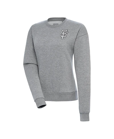 Antigua Women's Heather Gray San Francisco Giants Brushed Metallic Victory Pullover Sweatshirt