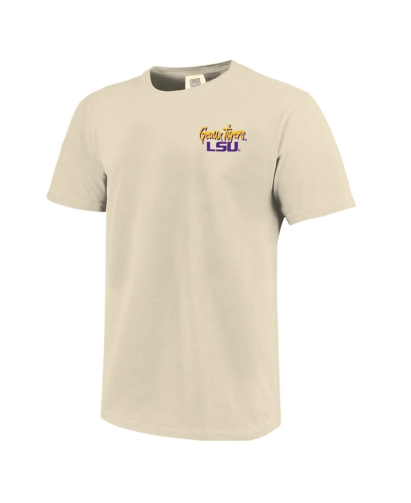 Image One Men's Natural Lsu Tigers Comfort Colors Hand-Drawn Campus Stack T-Shirt