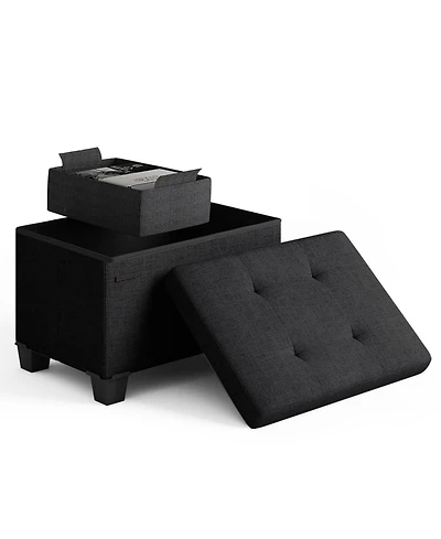 Nestl 16 Inch Ottoman Storage Bench with Storage Bins