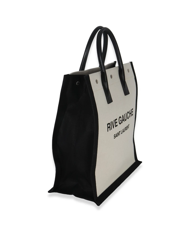 Pre-Owned Saint Laurent Beige Linen North South Rive Gauche Tote