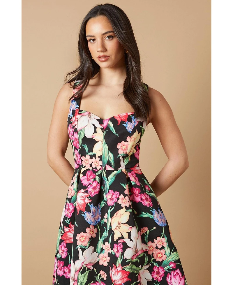 Oasis Women's Occasion Floral Strappy Twill Midi Dress