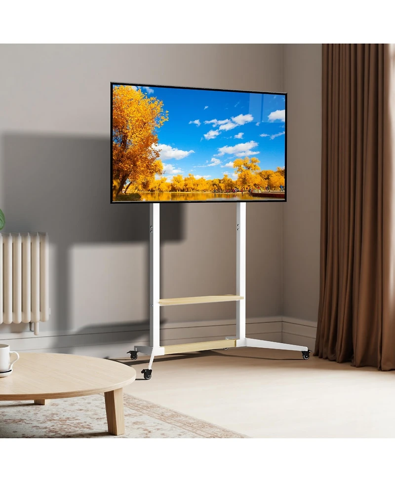 Unho Tv Cart Rolling Stand 40-100 Inch,Heavy Duty 220lbs,Height Adjustable,Lockable Wheels,Vesa 800x600