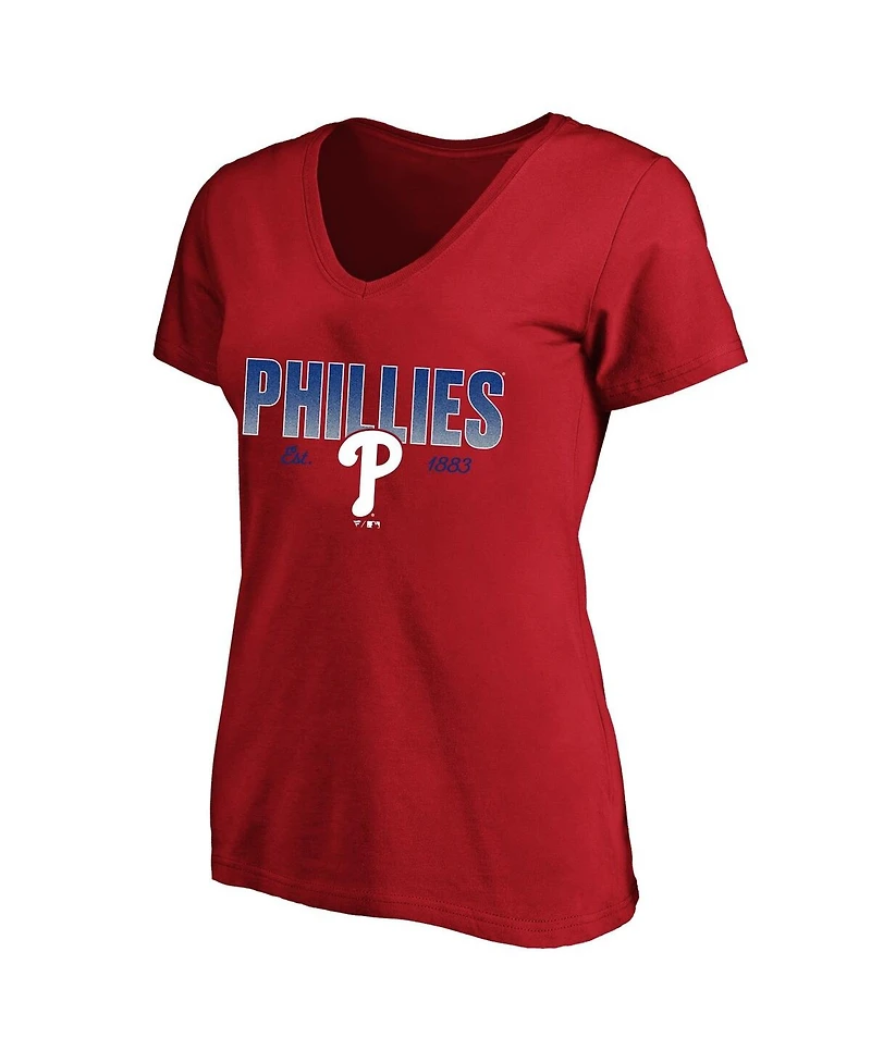 Fanatics Women's Profile Red Philadelphia Phillies Plus Wordmark V-Neck T-Shirt