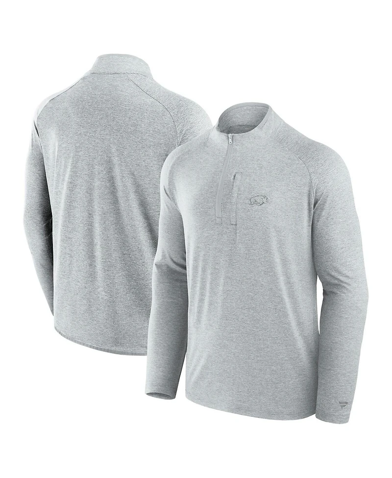 Fanatics Men's Gray Arkansas Razorbacks Mock Neck Half-Zip Pullover Jacket