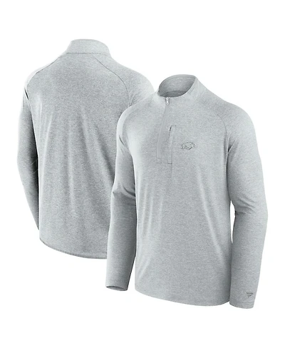 Fanatics Men's Gray Arkansas Razorbacks Mock Neck Half-Zip Pullover Jacket