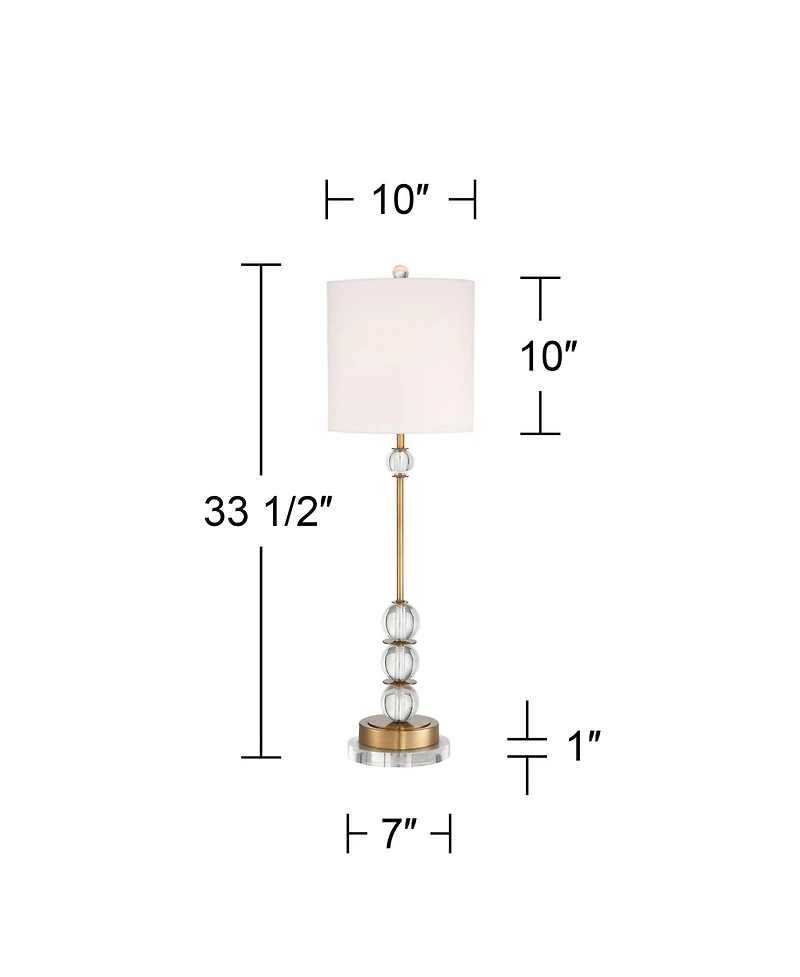Vienna Full Spectrum Halston Modern Buffet Table Lamp with Round Riser 33.5 Inches Tall Drum Shade for Bedroom Living Room Bedside Office