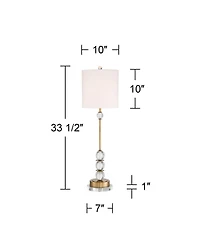 Vienna Full Spectrum Halston Modern Buffet Table Lamp with Round Riser 33.5 Inches Tall Drum Shade for Bedroom Living Room Bedside Office