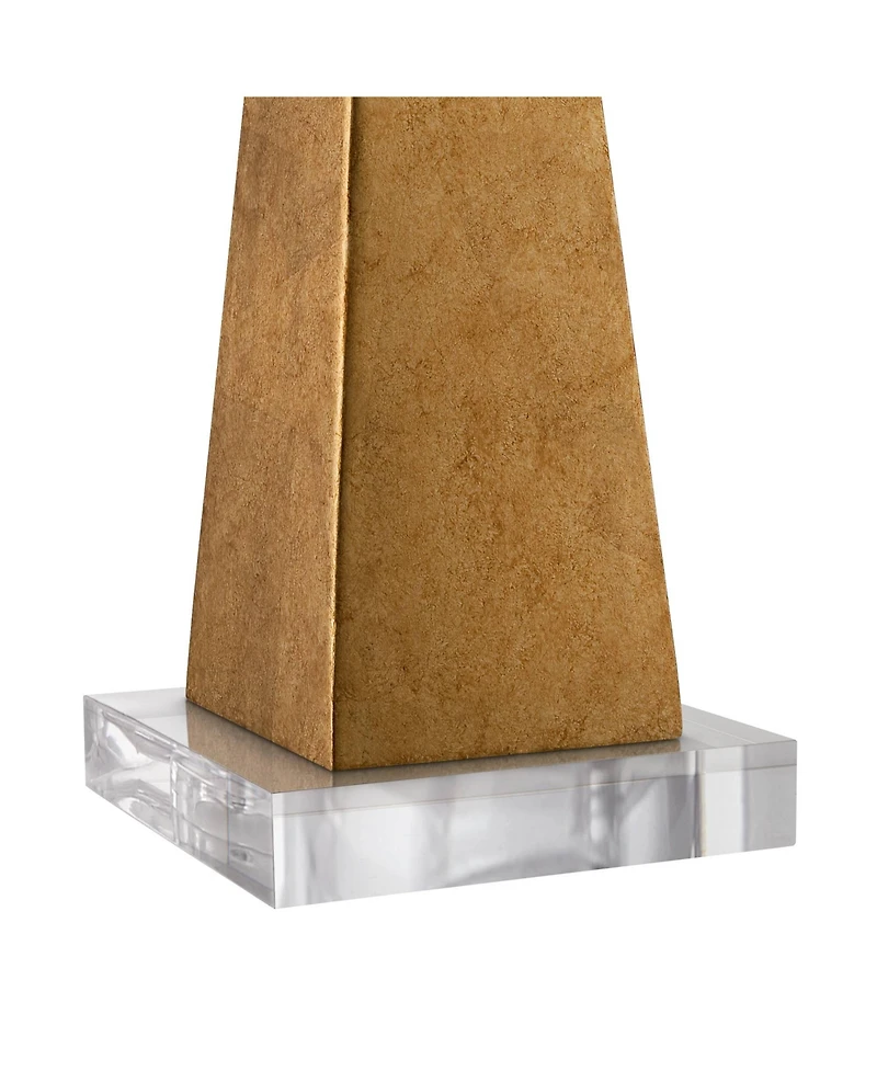 Possini Euro Design Obelisk Modern Table Lamp with Square Riser 27.5 Inches Tall Paper Drum Shade for Bedroom Living Room Bedside