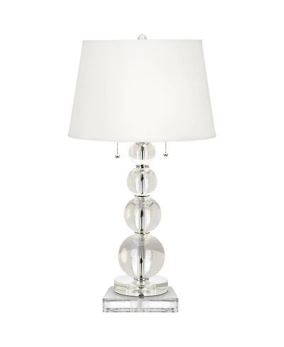 Vienna Full Spectrum Modern Table Lamp 28 Inches Tall with Square Riser Stacked Crystal Spheres Drum Shade for Bedroom Living Room House Home Bedside