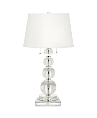 Vienna Full Spectrum Modern Table Lamp 28 Inches Tall with Square Riser Stacked Crystal Spheres Drum Shade for Bedroom Living Room House Home Bedside