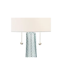 Possini Euro Design Miriam Coastal Table Lamp with Round Riser 29.5 Inches Tall Glass Drum Shade for Bedroom Living Room Bedside Nightstand