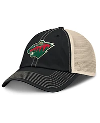 Fanatics Men's Black/Natural Minnesota Wild Rival Trucker Adjustable Hat