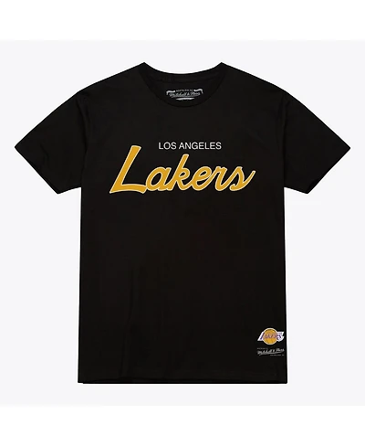 Mitchell & Ness Men's Black Los Angeles Lakers Vintage Wordmark T-Shirt