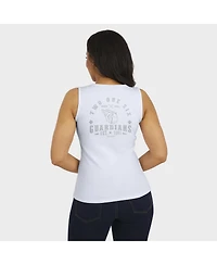 Wear by Erin Andrews Women's White Cleveland Guardians Rib-Knit Henley Tank Top