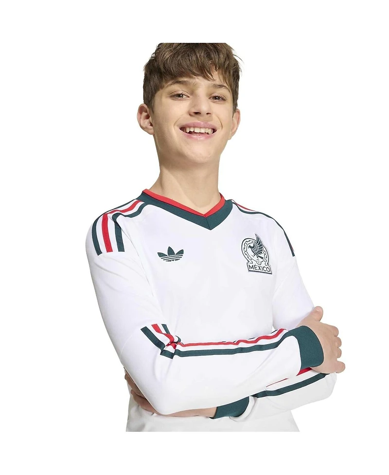 Adidas Big Boys and Girls White Mexico National Team 2026 Away Replica Long Sleeve Jersey