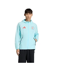 Adidas Men's Light Blue Chicago Fire Tiro Travel Full-Zip Hooded Windbreaker Jacket