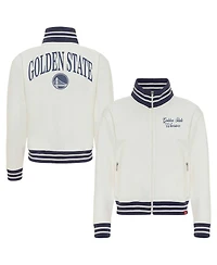 Sportiqe Women's Cream Golden State Warriors Athletic Club Collection Sutton French Terry Full-Zip Jacket