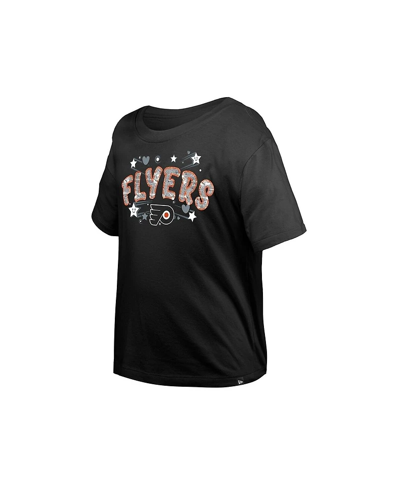 New Era Girl's Big Boys and Girls Black Philadelphia Flyers Flip Sequin T-Shirt