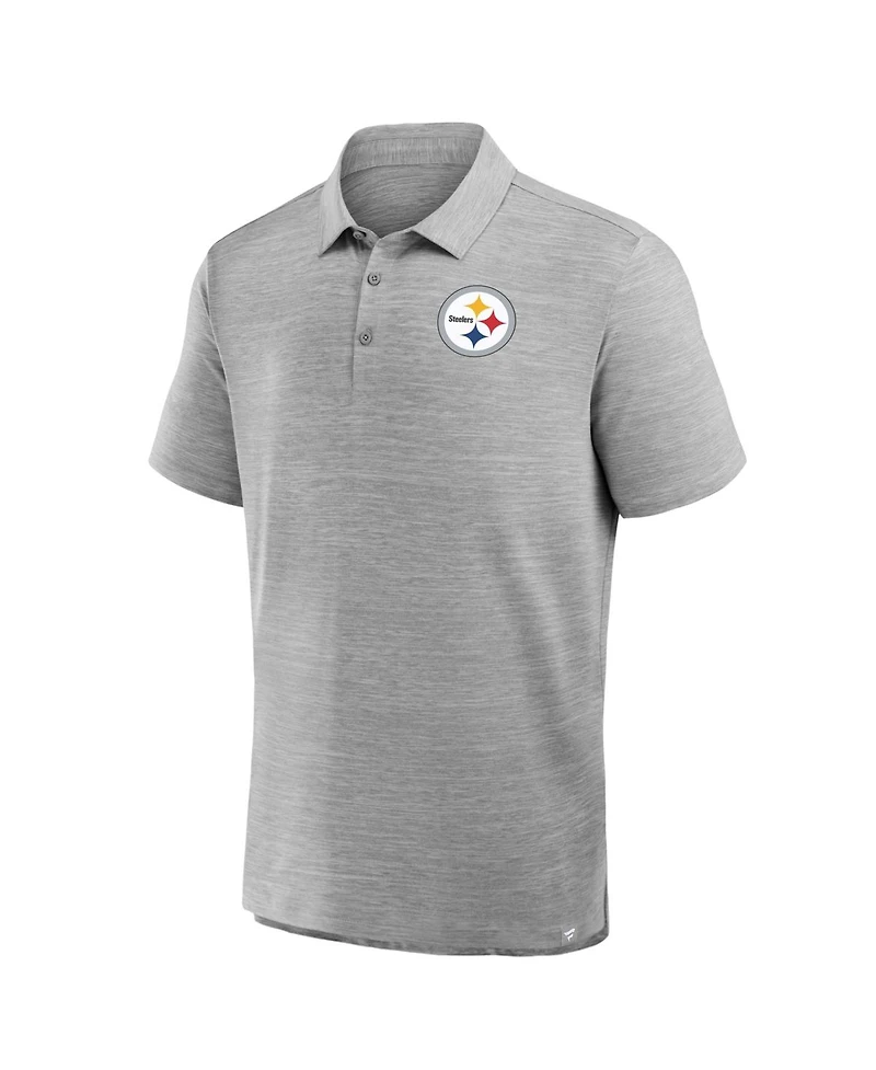 Fanatics Men's Heather Gray Pittsburgh Steelers Clutch Polo Shirt