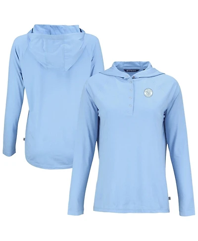 Cutter & Buck Women's Powder Blue Milwaukee Brewers Coastline Epic Comfort Eco Long Sleeve Hoodie T-Shirt