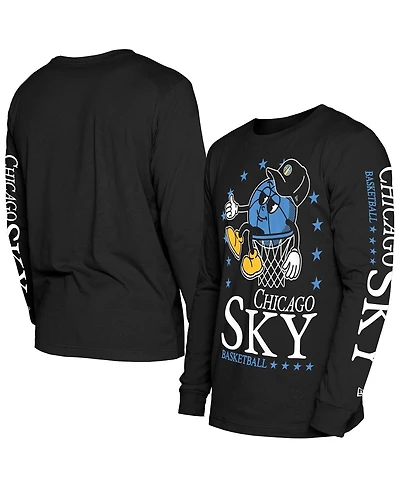 New Era Men's Black Chicago Sky Old School Sport Long Sleeve T-Shirt
