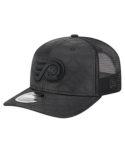 New Era Men's Black Philadelphia Flyers Quilted Nylon 9SEVENTY Adjustable Trucker Hat