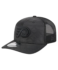New Era Men's Black Philadelphia Flyers Quilted Nylon 9SEVENTY Adjustable Trucker Hat