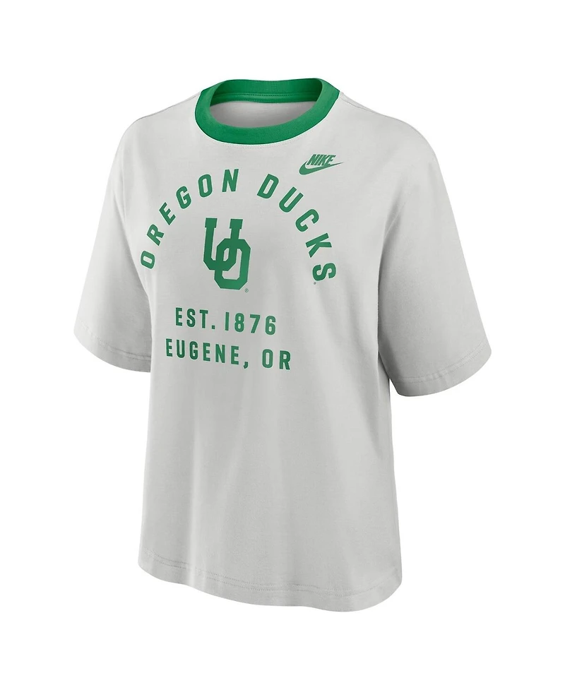 Nike Women's Gray Oregon Ducks Legacy Arch Script Boxy T-Shirt