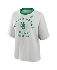 Nike Women's Gray Oregon Ducks Legacy Arch Script Boxy T-Shirt