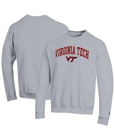 Champion Men's Heather Gray Virginia Tech Hokies Arch Over Logo Pullover Sweatshirt
