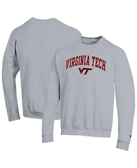 Champion Men's Heather Gray Virginia Tech Hokies Arch Over Logo Pullover Sweatshirt
