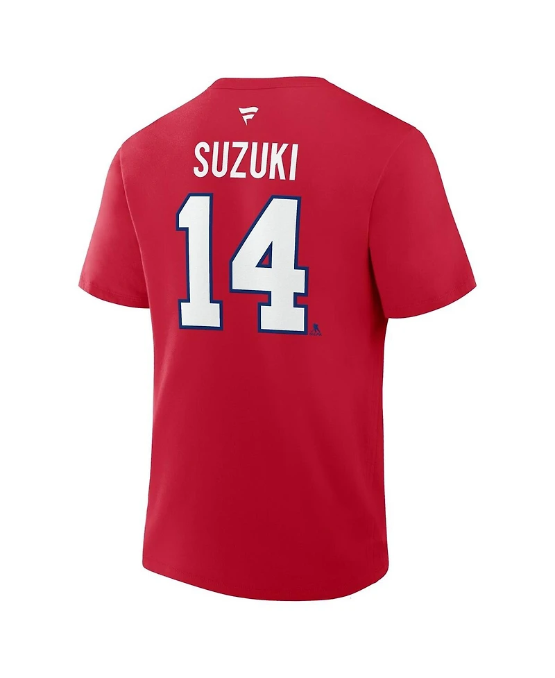 Fanatics Men's Nick Suzuki Red Montreal Canadiens Authentic Stack Name and Number T-Shirt