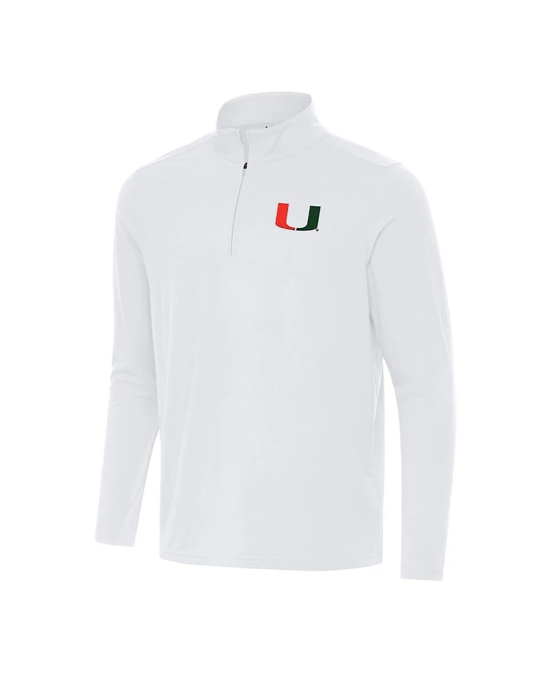 Antigua Men's White Miami Hurricanes Intent Quarter-Zip Sweatshirt