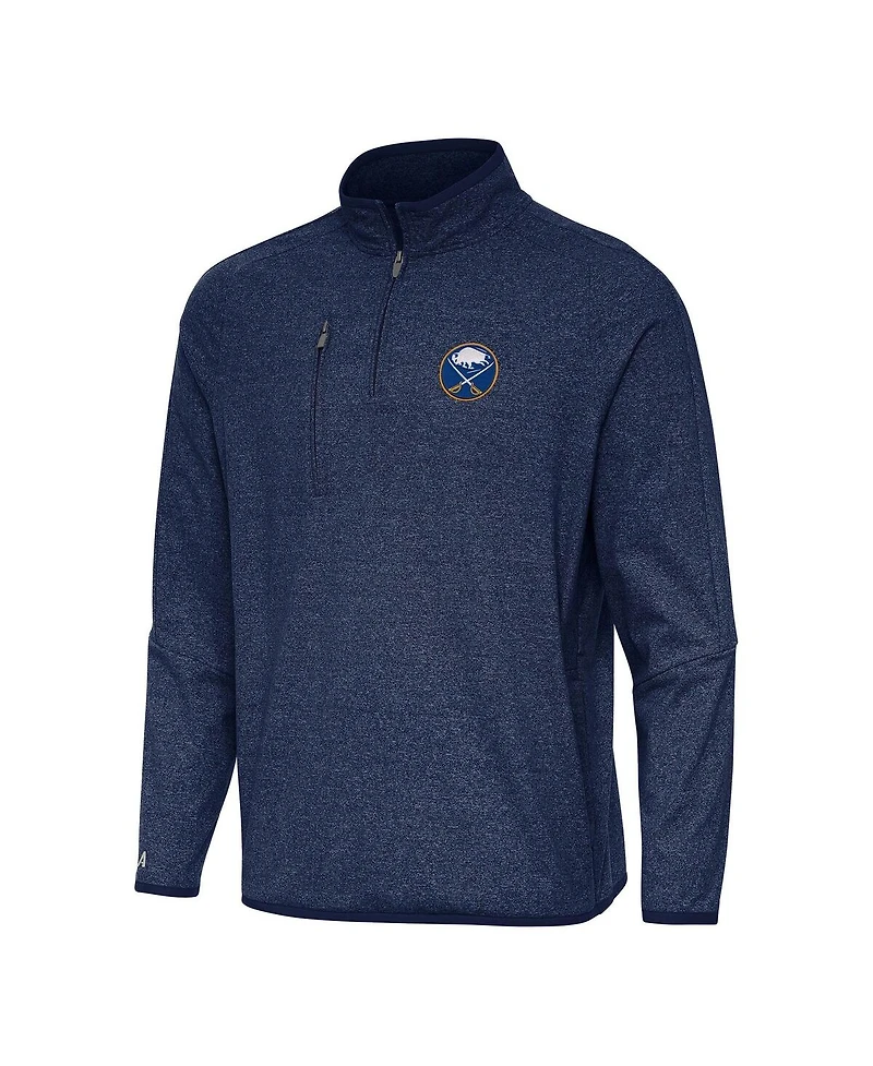 Antigua Men's Heather Navy Buffalo Sabres Certain Quarter-Zip Tri-Blend Sweatshirt