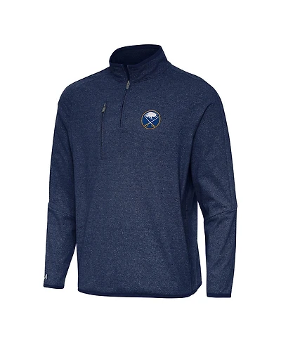 Antigua Men's Heather Navy Buffalo Sabres Certain Quarter-Zip Tri-Blend Sweatshirt
