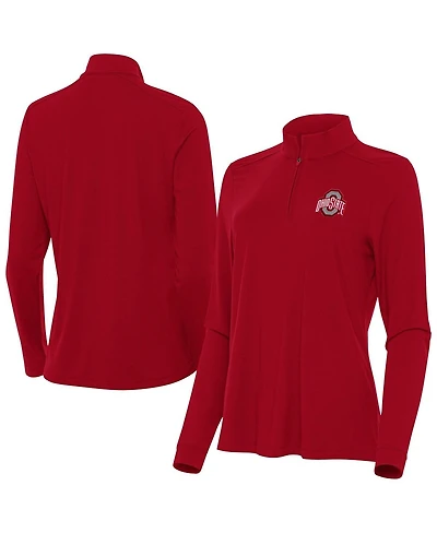 Antigua Women's Scarlet Ohio State Buckeyes Intent Quarter-Zip Sweatshirt