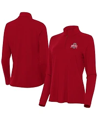 Antigua Women's Scarlet Ohio State Buckeyes Intent Quarter-Zip Sweatshirt